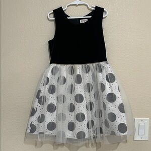 Charming Black and White Polka Dot Kids Dress